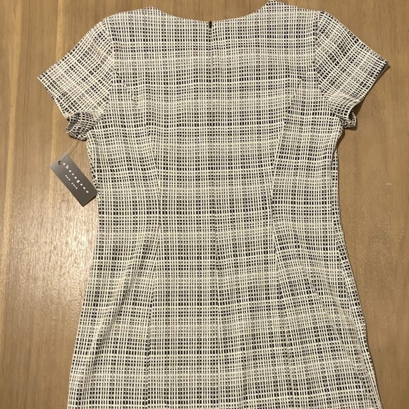 Sharagano NY Black & Ivory Check Short Sleeve Sheath Dress size 12 NWT - Picture 6 of 11